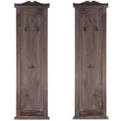 BERLINLODGE Garderobe 2er-Set 109x28x5,5cm Wandhaken Holz Braun Shabby