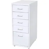 Proregal Rollcontainer Housten 69x28x41cm 5 Schubladen Weiß