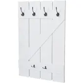 BERLINLODGE Wandgarderobe | HxBxT 91x60x10cm | 6 Haken | Weiß lackiert | Garderobe Garderobenpaneel