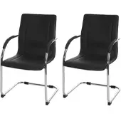 Proregal 2er-Set Konferenzstuhl Sammy | HxBxT 93x56x56cm | Sitzhöhe 47cm | Besucherstuhl Freischwinger | Schwarz
