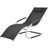 Furnicato Sonnenliege Mit Kissen Aluminium Und Textilene Schwarz