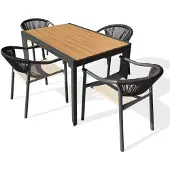 DCB Groupe 4-sitzige Garten-Essgruppe aus Aluminium – Anthrazitgrau