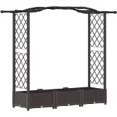 vidaXL Hochbeet mit Rankgitter und Dach Braun 169 x 40 x 123 cm PP