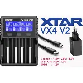 XTAR VX4 V2– Universelles Analyse Ladegerät für 1,5V; 3,6 - 3,7V Li-Ion; 3,2V LiFePO4 & 1,2V Ni-MH Akkus