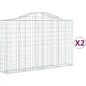vidaXL Gabionen mit Hochbogen 2 Stk. 200x30x120/140cm Verzinktes Eisen