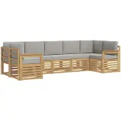 vidaXL Outdoor-Sofagarnitur 6 Stk. Weiß und Hellgrau Polyester