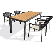 DCB Groupe 4-sitzige Garten-Essgruppe aus Aluminium – Anthrazitgrau