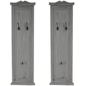 BERLINLODGE Garderobe 2er-Set 109x28x5,5cm Wandhaken Holz Grau Shabby