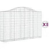 vidaXL Gabionen mit Hochbogen 3 Stk. 200x30x120/140cm Verzinktes Eisen