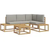 vidaXL Outdoor-Sofagarnitur 4 Stück Weiß und Hellgrau Polyester