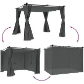 vidaXL Pavillon mit Vorhängen Anthrazit 3x3 m Stahl