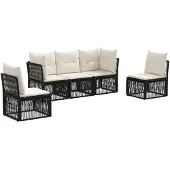 vidaXL Gartensofa-set 5 pcs Schwarz Poly-Rattan