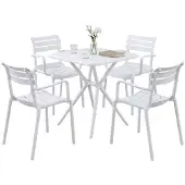 CLP Gartenmöbel Set Avena mit 4 Stühlen Kunststoff HBT: 82x186x186 cm weiß