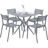 CLP Gartenmöbel Set Vela mit 4 Stühlen Kunststoff HBT: 82x190x190 cm grau