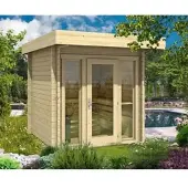 FinnTherm Gartensauna Lupoa-44 Naturbelassen 259 cm x 294 cm Wandstärke 44 mm