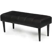 Feeling4Home Bank Benea aus Leder und Mangoholz - 120 cm, Schwarz
