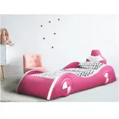HTI Autobett Racing-Optik Pink/Weiß Liegefläche 90x200 cm inkl. Lattenrost für Jugendliche