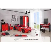 Aileenstore Kinderzimmer komplett Set Autobett Rio 5 teilig Rot
