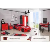 Aileenstore Kinderzimmer komplett Set Autobett Rio 5 teilig Rot
