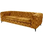 Invicta Chesterfield Sofa MODERN BAROCK 235cm senfgelb Samt 3-Sitzer Couch Federkern