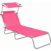 AGA Klappbarer Garten-Liegestuhl mit Baldachin MR4254 Rosa