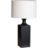 By Rydens Woody Tischleuchte, Höhe 56 cm, schwarz/weiß, Holz, Leinen, E27 - , Woody, Schwarz, für Wohnzimmer, Holz
