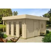 FinnTherm Gartensauna Cubus-70 D Naturbelassen 507 cm x 387 cm Wandstärke 70 mm