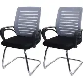 MCW 2er-Set Konferenzstuhl MCW-K51, Besucherstuhl Freischwinger, 150kg belastbar Stoff/Textil grau