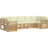 vidaXL Outdoor-Sofagarnitur 6 pcs Weiß und Creme 304 x 128,5 x 73 cm