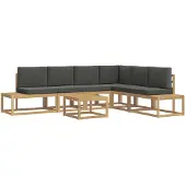 vidaXL Outdoor-Sofagarnitur 5 Stück Weiß und Anthrazit Polyester