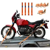 TRUTZHOLM 4 Gurtschlaufen Doppelschlaufe und 4 Spanngurte Motorradspanngurt Orange