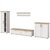 Inn.Furn Wohnwand "Mirano" in weiß Lärche und Eiche Artisan Landhaus Wohnkombination 4-teilig 336 cm