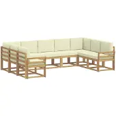 vidaXL Outdoor-Sofagarnitur mit Kissen 9 pcs Weiß und Creme