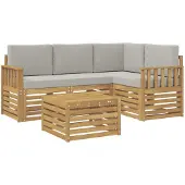 vidaXL Outdoor-Sofagarnitur 5 pcs Weiß und Hellgrau 59 x 59 x 37 cm