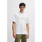 HUGO T-Shirt aus Baumwolle mit geripptem Ausschnitt und Logo-Badge Grösse L