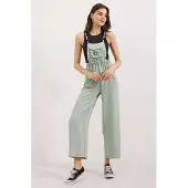 Big Dart Lässig geschnittene lange Denim-Latzhose mit Tasche