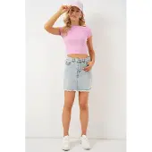 Big Dart Slim Fit Mini-Denimrock mit Knöpfen