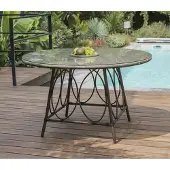 DCB Groupe Garten Tisch Ushuaia Durchmesser 125cm aus braunem Aluminium und Textilene - Lin