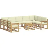 vidaXL Outdoor-Sofagarnitur 10 stk. Weiß und Creme Polyester