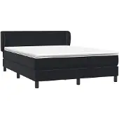 vidaXL Boxspringbett mit Matratze Schwarz 160x210 cm Samt