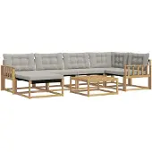 vidaXL Outdoor-Sofagarnitur 7 pcs Weiß und Hellgrau 79 x 79 x 37 cm