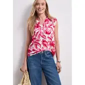 Street One Shirttop Sommertop mit Kragen und floralem Allover-Print
