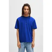 HUGO T-Shirt aus Baumwolle mit geripptem Ausschnitt und Logo-Badge Grösse M