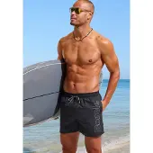 Bench Badeshorts ., Herren, Gr. L (52), N-Gr, schwarz, Recycling-Polyester, Badehosen Badeshorts, mit Logoschriftzug