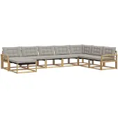 vidaXL Outdoor-Sofagarnitur 8 pcs Weiß und Hellgrau 408 x 250 x 73 cm