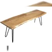 Möbelliebling Sitzbank Baumkante 120 cm natur massiv Akazie Hairpin-Gestell schwarz