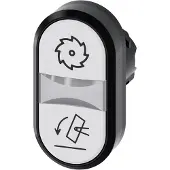 Siemens 3SU1001-3AB66-0AP0 Doppeldrucktaster, beleuchtet, 22mm, rund, Kunststoff, weiß: Symbol Kreissäge 3SU10013AB660AP0