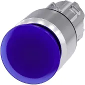 Siemens 3SU1051-1AA50-0AA0 Pilzdrucktaster, beleuchtet, 22 mm, rund, Metall, hochglanz, blau, 30 mm 3SU10511AA500AA0