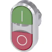Siemens 3SU1050-3AB42-0AK0 Doppeldrucktaster, 22mm, rund, Metall, hochglanz, grün: I, rot: O 3SU10503AB420AK0
