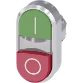 Siemens 3SU1050-3BB42-0AK0 Doppeldrucktaster, 22mm, rund, Metall, hochglanz, grün: I, rot: O 3SU10503BB420AK0